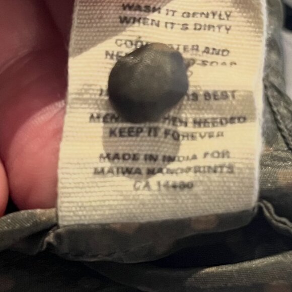 MAIWA Top Blouse Silk Tunic Size Small Green Taupe Polka Dots - Picture 8 of 9